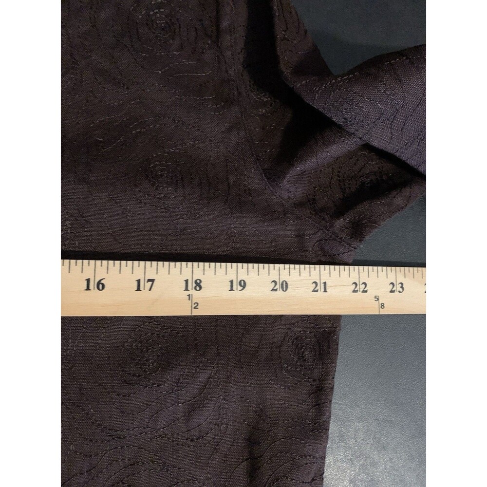 Chicos Design Size 1 Women Medium Top 100% Linen 3/4 Sleeves Top Button Missing - Picture 5 of 8